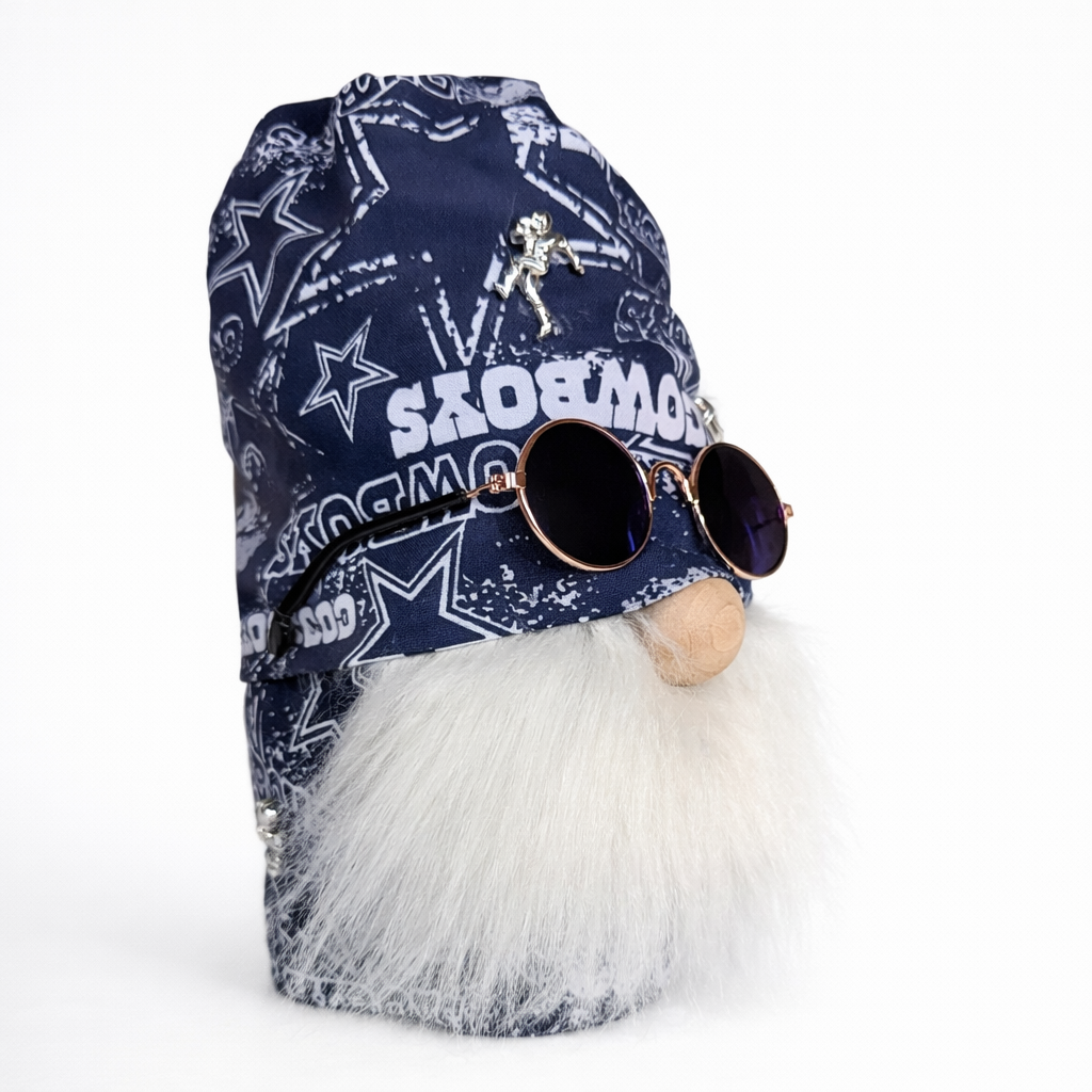 Dallas Cowboys Fan Gnome w/Aquamarine Round Sunglasses