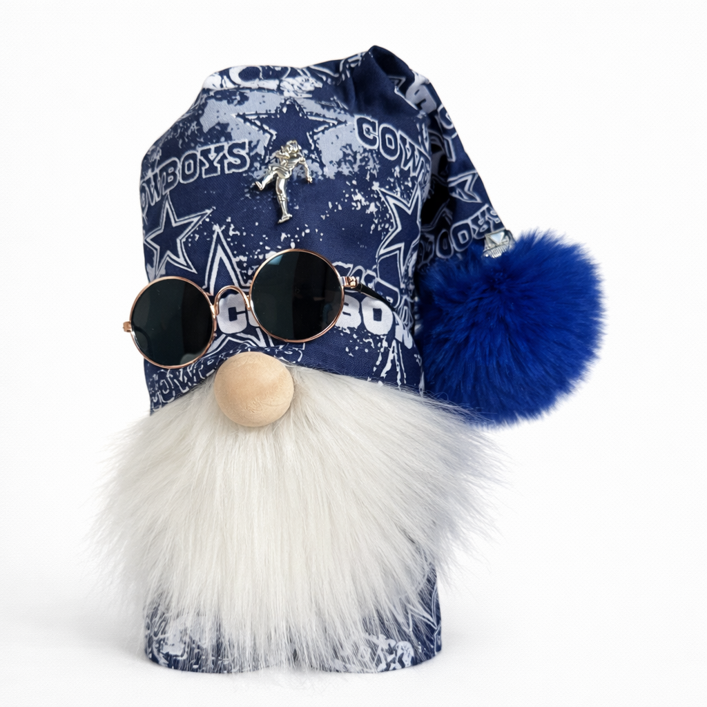 Dallas Cowboys Fan Gnome w/Purple Iridescent Round Sunglasses