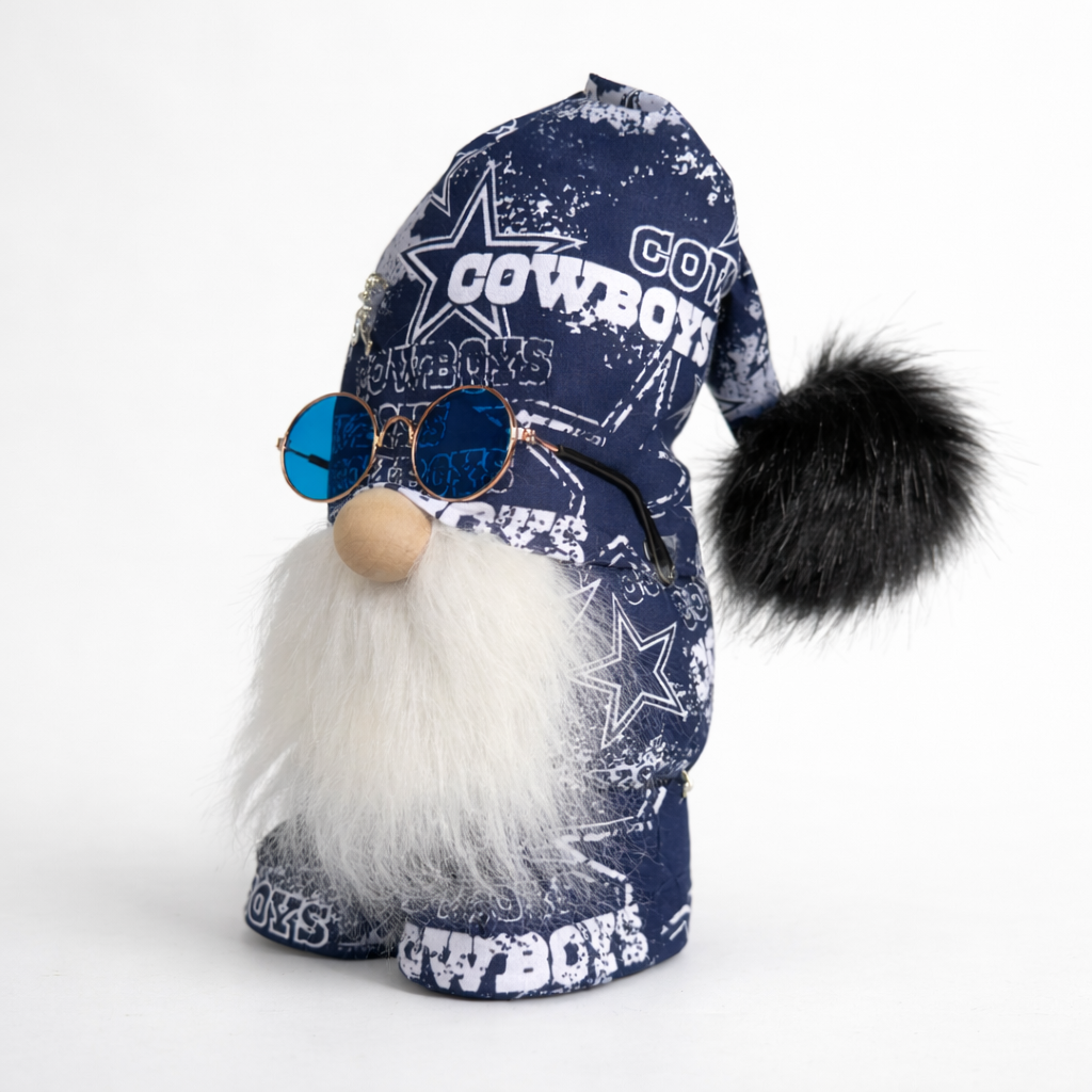 Dallas Cowboys Fan Gnome w/Blue Round Sunglasses