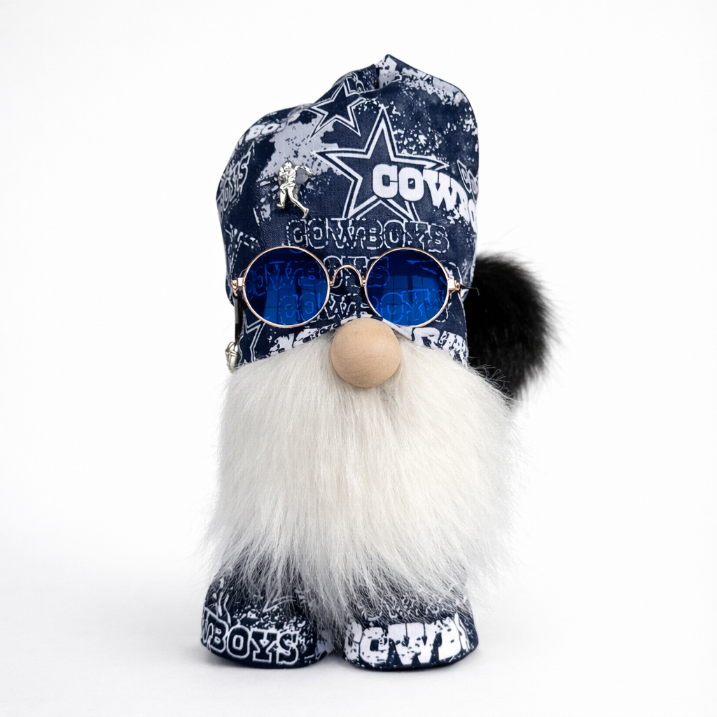Dallas Cowboys Fan Gnome w/Blue Round Sunglasses