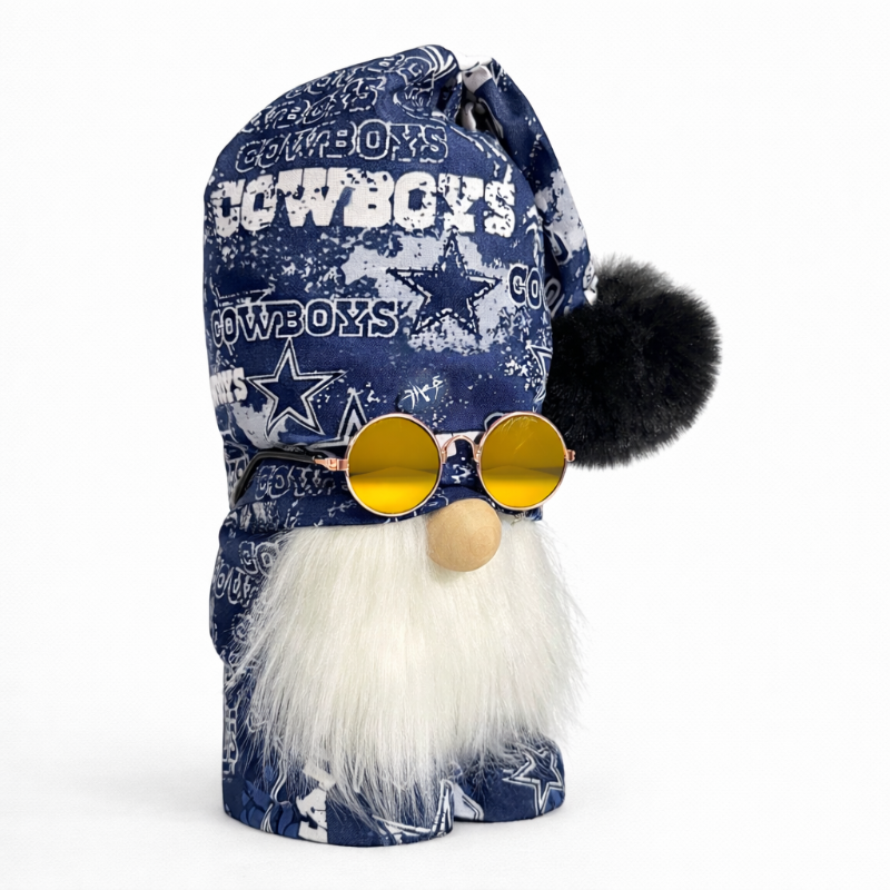 Dallas Cowboys Fan Gnome w/Gold Round Sunglasses