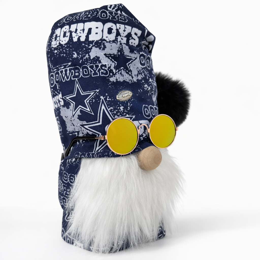 Dallas Cowboys Fan Gnome w/Gold Round Sunglasses