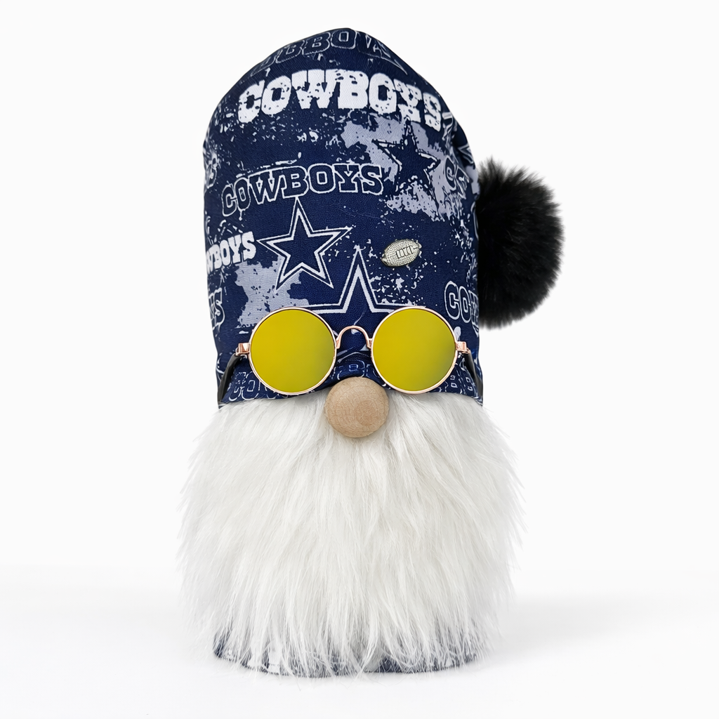 Dallas Cowboys Fan Gnome w/Gold Round Sunglasses
