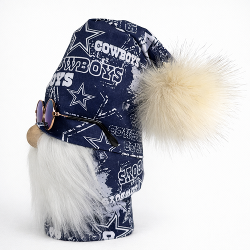 Dallas Cowboys Fan Gnome w/Aquamarine Round Sunglasses